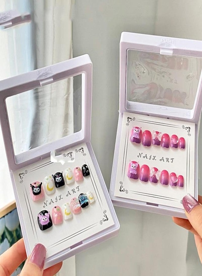DORMITORRY Girl's Press on Nails Children Acrylic Fake Nails, Lovely Press on French Nail for Girl's Christmas Gift Nail Design Decoration, Lightweight, Long Lasting, Easy to Use, 12 pcs - Multicolor. - Image 5
