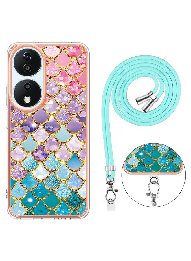 S-TOP Case For Honor X7b 4G / 5G Electroplating Pattern IMD TPU Shockproof Case with Neck Lanyard - Image 4