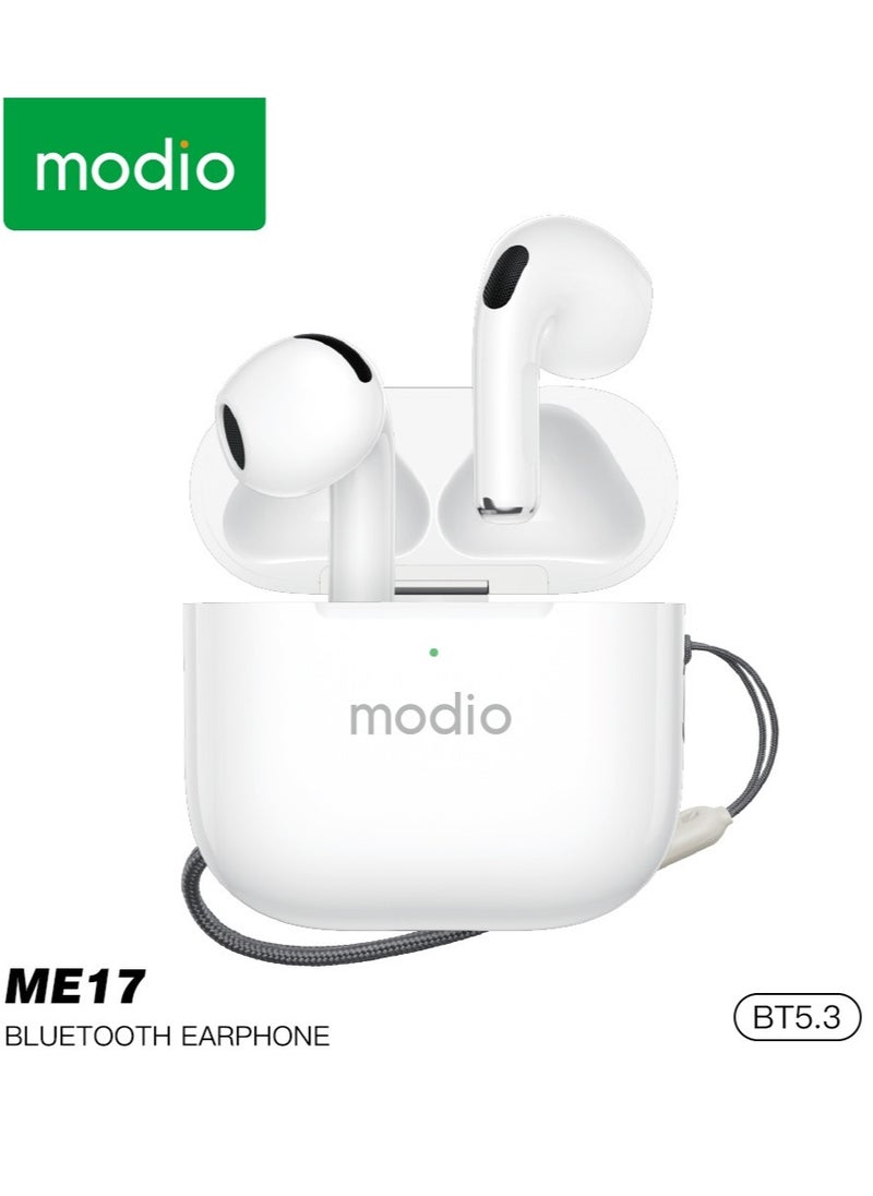 modio - Modio ME17 Wireless Bluetooth Earbuds Pro – Premium Sound, Long Battery Life, and Seamless Connectivity for Android & iPhone (White) - Image 1