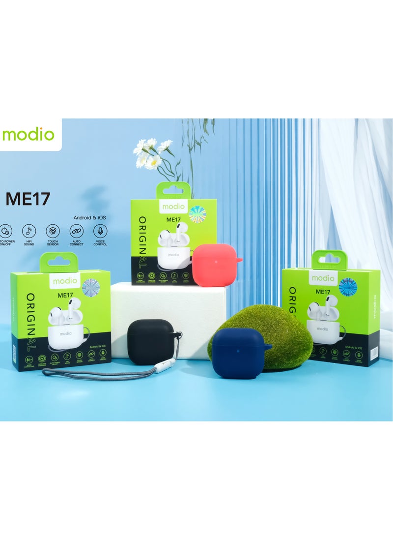 modio - Modio ME17 Wireless Bluetooth Earbuds Pro – Premium Sound, Long Battery Life, and Seamless Connectivity for Android & iPhone (White) - Image 1