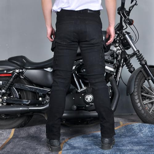 HUMAN HEART Men's Motorcycle Riding Pants Denim Jeans Protect Pads Equipment with Knee and Hip Armor Pads ​Detachable CE Armor Pads Black - Image 5