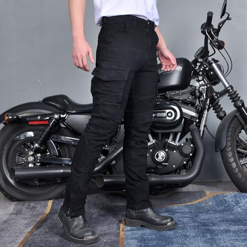 HUMAN HEART Men's Motorcycle Riding Pants Denim Jeans Protect Pads Equipment with Knee and Hip Armor Pads ​Detachable CE Armor Pads Black - Image 4