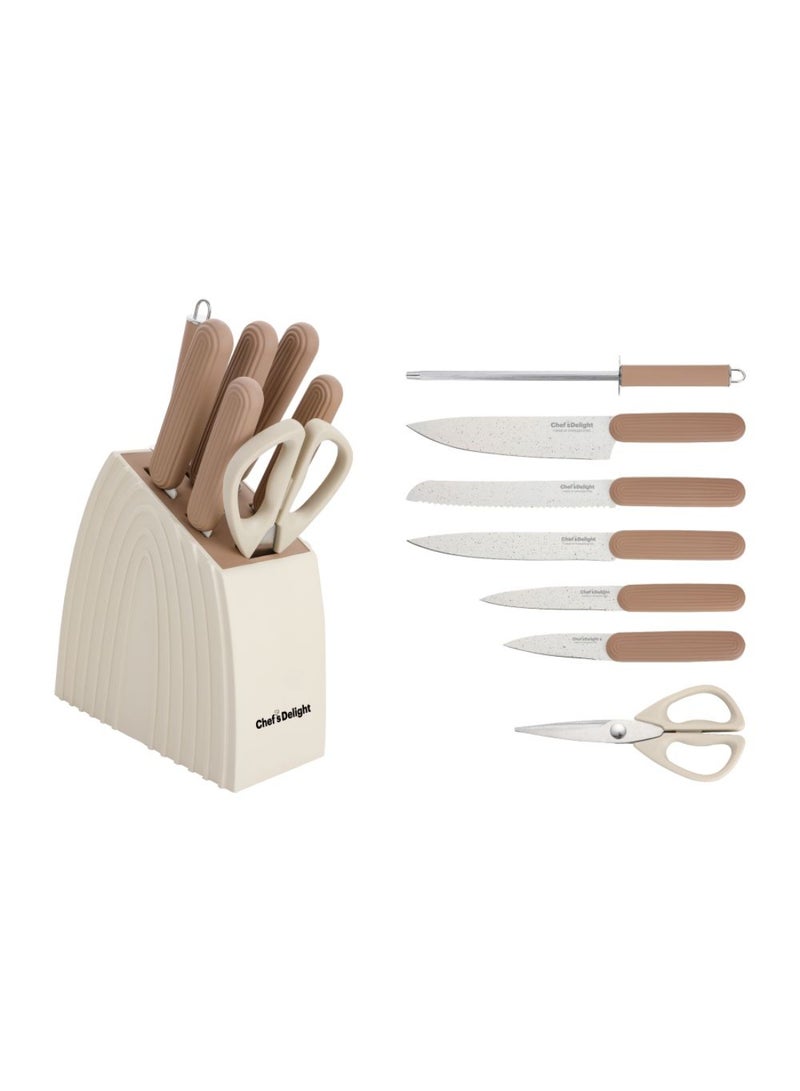 DANUBE HOME Chef's Delight 8-Piece Knife Set with Wooden Block – Premium Kitchen Knives for Professional and Home Cooking | Sharp Stainless Steel Blades | Essential Culinary Tool Set - Image 4