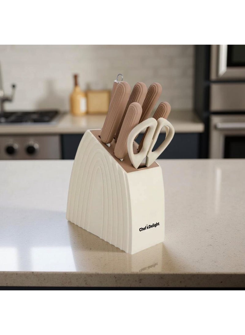 DANUBE HOME Chef's Delight 8-Piece Knife Set with Wooden Block – Premium Kitchen Knives for Professional and Home Cooking | Sharp Stainless Steel Blades | Essential Culinary Tool Set - Image 2