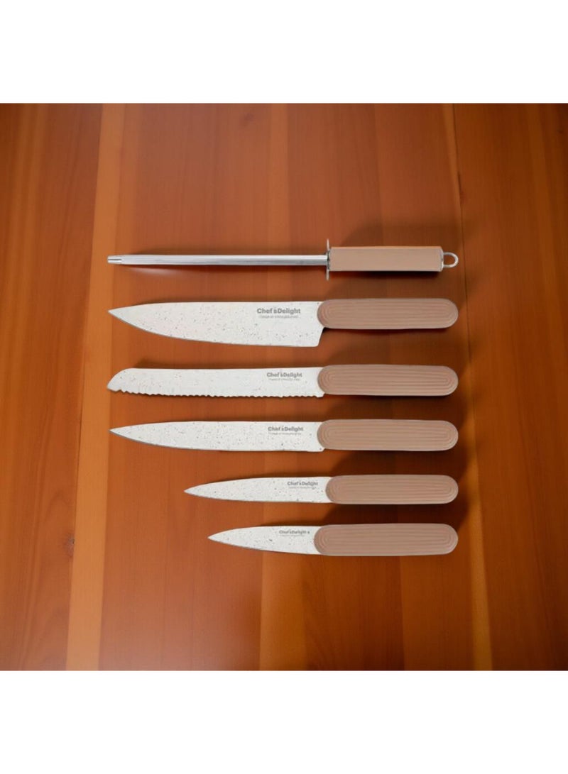 DANUBE HOME Chef's Delight 8-Piece Knife Set with Wooden Block – Premium Kitchen Knives for Professional and Home Cooking | Sharp Stainless Steel Blades | Essential Culinary Tool Set - Image 3