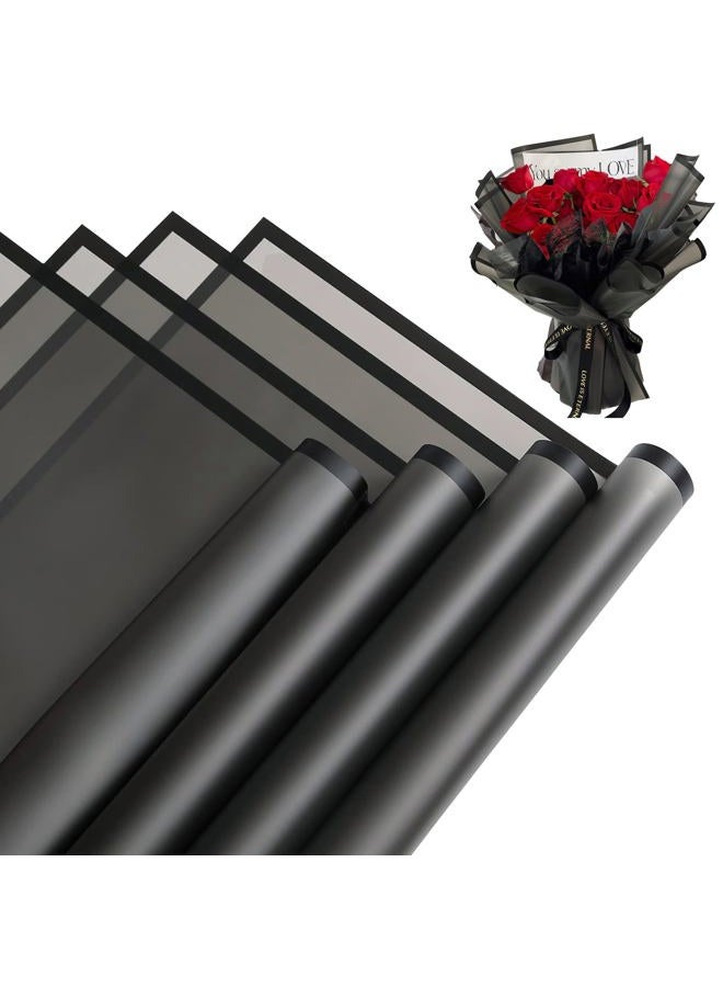Jocomoni 20 Sheets Flower Wrapping Paper, Waterproof Floral Bouquet Wrapping Paper Fresh Flower Wrapping Paper with Black Border Florist Supplies Gift Packaging Material, 22.8x22.8 inch (Black) - Image 1