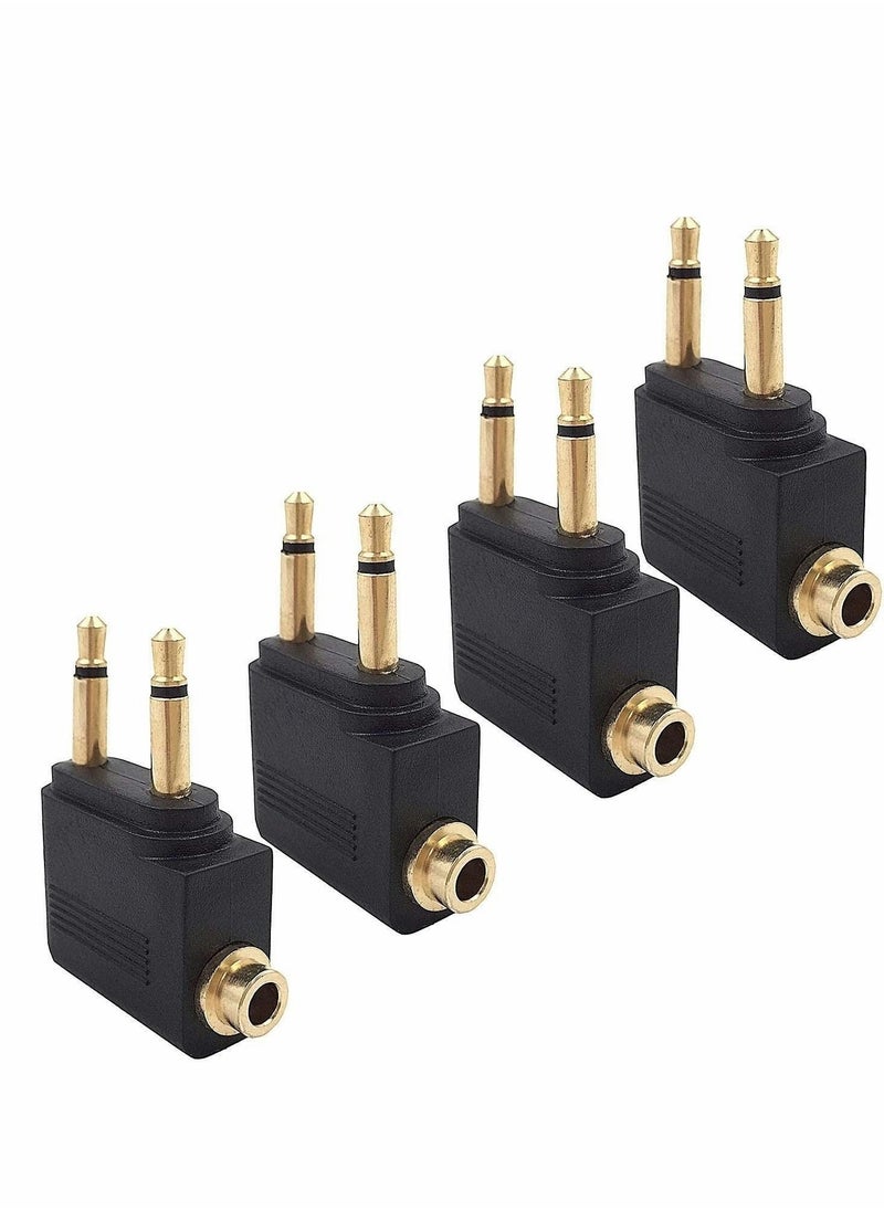 Excefore Airplane Headphone Adapter, 4 Pcs Airline Flight Headphone Converter Gold Plated 3.5mm Male to 3.5mm Female Stereo Aux Jack Headphone Adapter Compatible with More Headphones  - Image 1