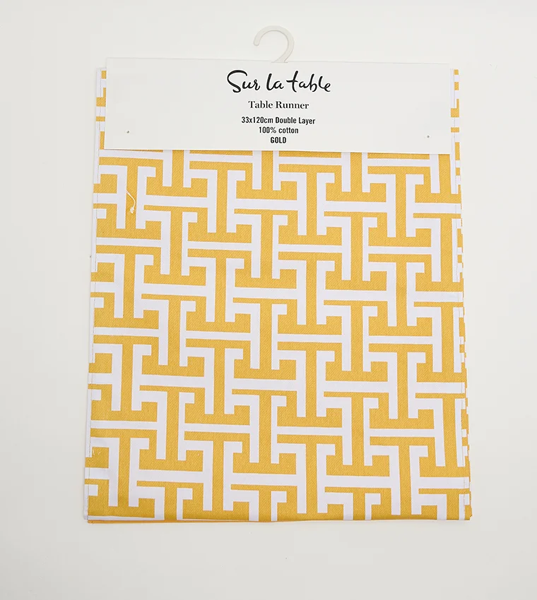 Sur La Table Patterned Table Runner 33x120cm White/Gold