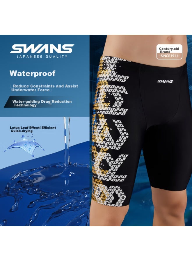 Speed Vision Suan Vision Men's Five-point Swimming Trunks Quick-drying Chlorine-resistant Sunscreen Professional Training Swim Trunks Swimwear Black XL - Image 3