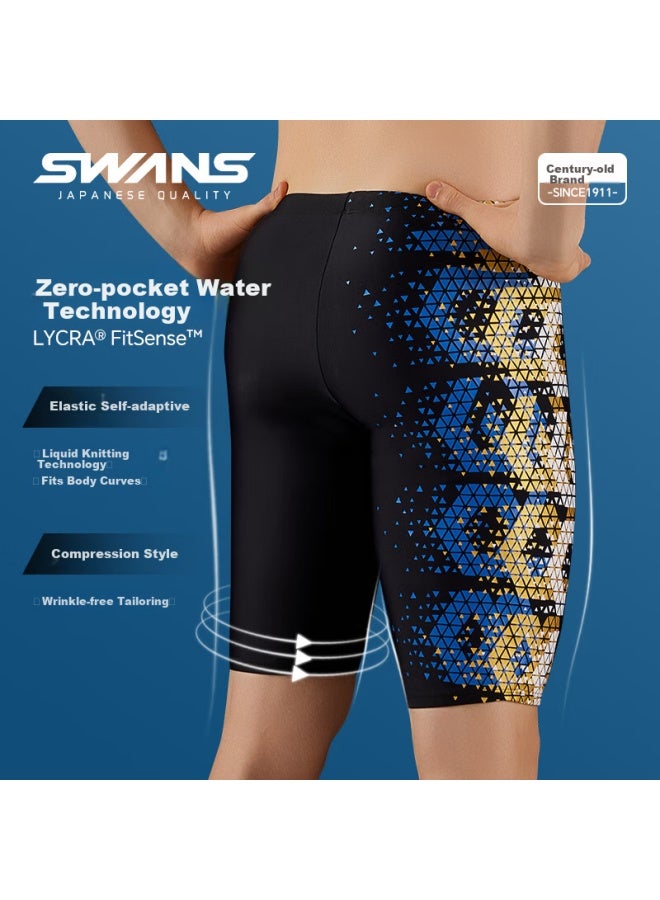 Speed Vision Suan Vision Men's Five-point Swimming Trunks Quick-drying Chlorine-resistant Sunscreen Professional Training Swim Trunks Swimwear Black XL - Image 2