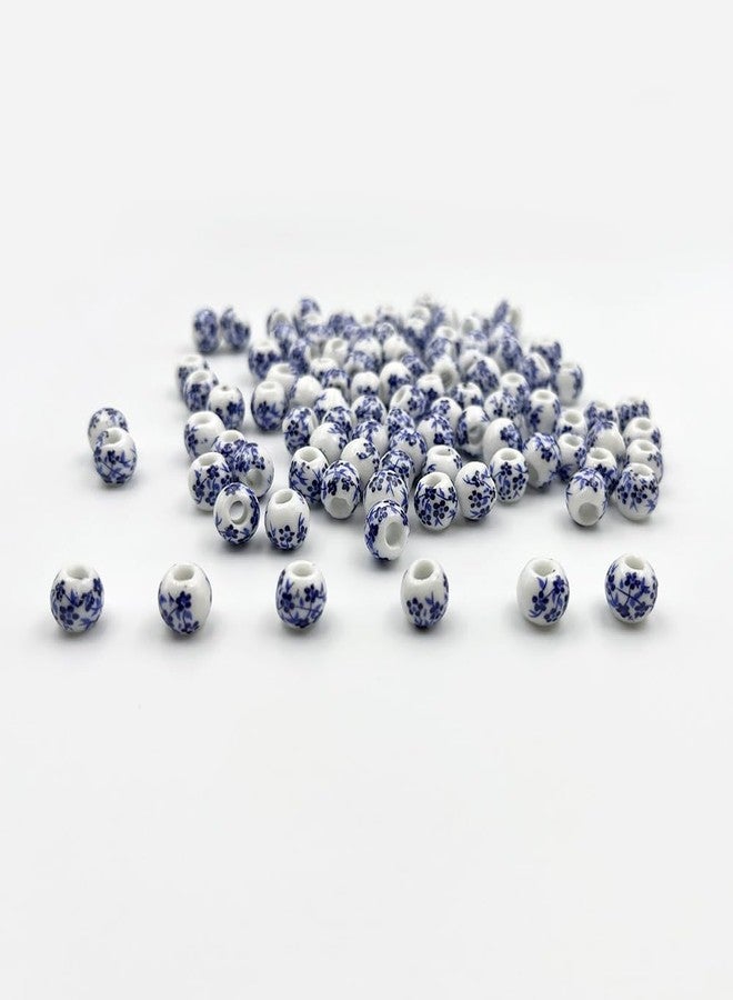 metulip About 100Pcs 8mm Porcelain Beads for Jewelry Making Blue Flower Printed Ceramic Beads Round Ceramic Beads Ceramic Spacer Beads for Handmade Jewelry Making Bracelets Necklace - Image 3