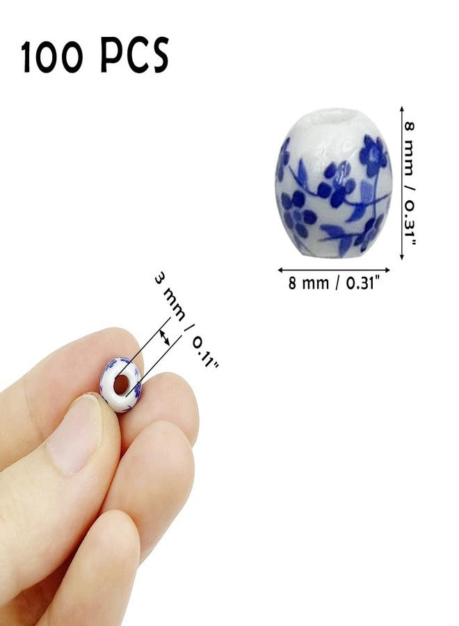 metulip About 100Pcs 8mm Porcelain Beads for Jewelry Making Blue Flower Printed Ceramic Beads Round Ceramic Beads Ceramic Spacer Beads for Handmade Jewelry Making Bracelets Necklace - Image 4