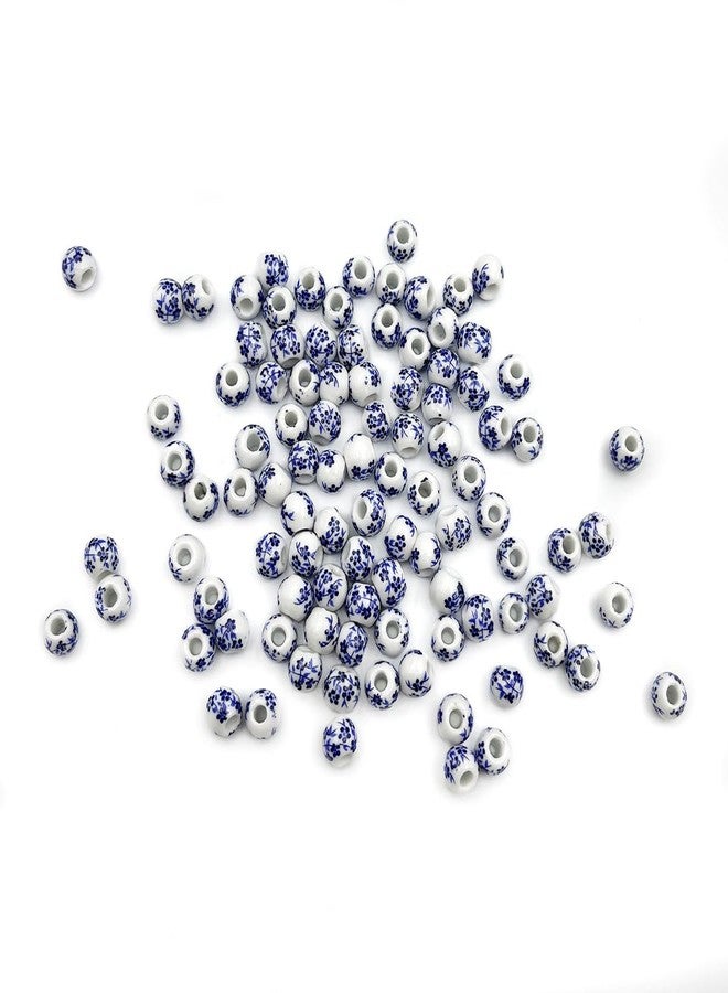 metulip About 100Pcs 8mm Porcelain Beads for Jewelry Making Blue Flower Printed Ceramic Beads Round Ceramic Beads Ceramic Spacer Beads for Handmade Jewelry Making Bracelets Necklace - Image 1