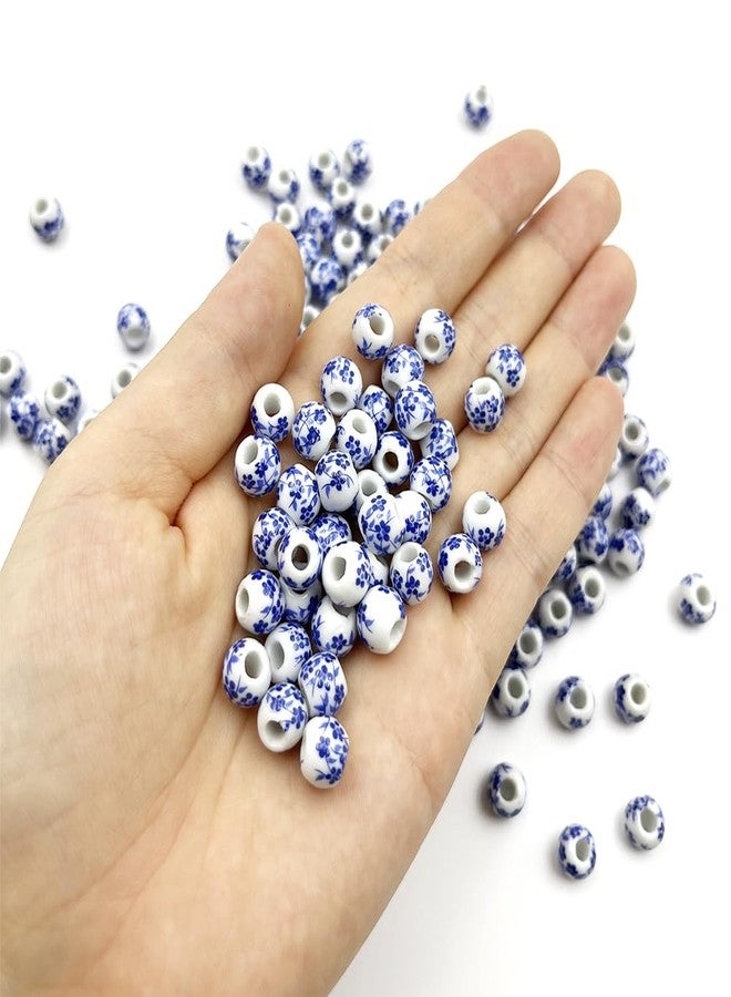 metulip About 100Pcs 8mm Porcelain Beads for Jewelry Making Blue Flower Printed Ceramic Beads Round Ceramic Beads Ceramic Spacer Beads for Handmade Jewelry Making Bracelets Necklace - Image 5