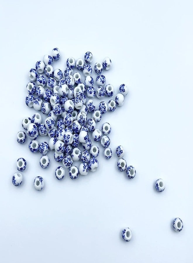 metulip About 100Pcs 8mm Porcelain Beads for Jewelry Making Blue Flower Printed Ceramic Beads Round Ceramic Beads Ceramic Spacer Beads for Handmade Jewelry Making Bracelets Necklace - Image 2