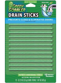 GREEN GOBBLER BIO-FLOW Drain Strips | 12 Pack | Drain Cleaner & Deodorizer  - Image 1