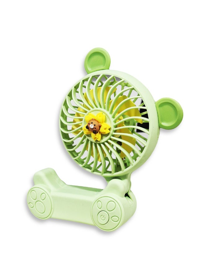 Handheld Fan, Cute Cartoon Portable Fan, 2 Speeds, Rechargeable Battery via USB Cable for Easy Use Anywhere, Small and Lightweight Design Perfect for Carrying in Bag or on Desk, Safe Materials and Attractive Design for Kids and Adults, One side Movable Head with Base to Fix Fan on Table, Great Summer Gift  - Image 5