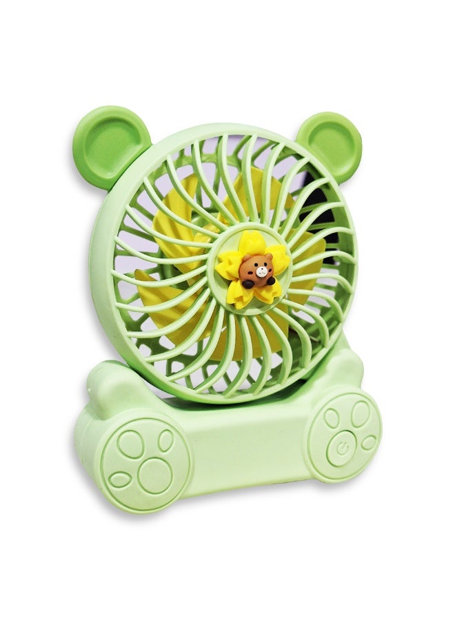 Handheld Fan, Cute Cartoon Portable Fan, 2 Speeds, Rechargeable Battery via USB Cable for Easy Use Anywhere, Small and Lightweight Design Perfect for Carrying in Bag or on Desk, Safe Materials and Attractive Design for Kids and Adults, One side Movable Head with Base to Fix Fan on Table, Great Summer Gift  - Image 2