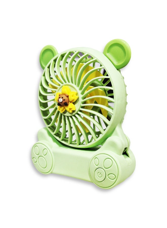 Handheld Fan, Cute Cartoon Portable Fan, 2 Speeds, Rechargeable Battery via USB Cable for Easy Use Anywhere, Small and Lightweight Design Perfect for Carrying in Bag or on Desk, Safe Materials and Attractive Design for Kids and Adults, One side Movable Head with Base to Fix Fan on Table, Great Summer Gift  - Image 3