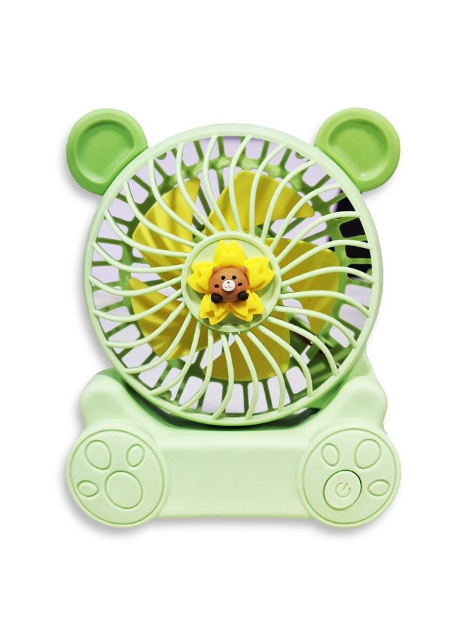 Handheld Fan, Cute Cartoon Portable Fan, 2 Speeds, Rechargeable Battery via USB Cable for Easy Use Anywhere, Small and Lightweight Design Perfect for Carrying in Bag or on Desk, Safe Materials and Attractive Design for Kids and Adults, One side Movable Head with Base to Fix Fan on Table, Great Summer Gift  - Image 1