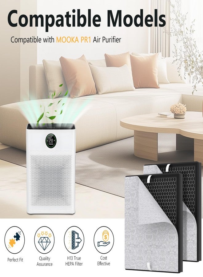XBWW 2 Packs PR1 Replacement Filter for Mooka PR1 Air Cleaner Purifier, Premium Filter for Home Large Room up to 2200sq.ft with 4pcs Washable Pre-filters for Home Pets Dander Hair - Image 2