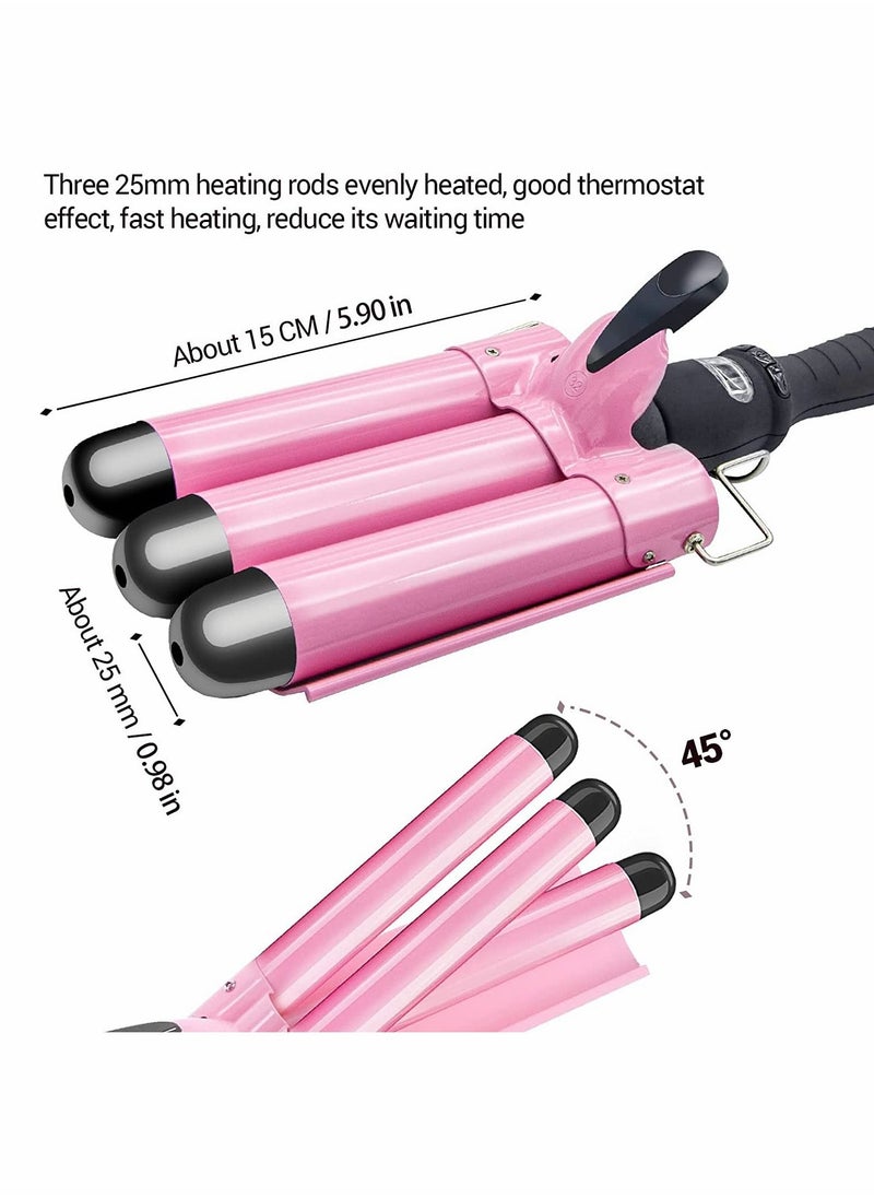 SYOSI - Curling Iron Wand,3 Barrel Curling Iron (Upgraded),25mm 3 Barrel Curling Iron Wand Instant Heating Temperature Adjustable Ceramic Hair Curling Iron with LCD Temp Display,Long/Short Hair Curlers - Image 1