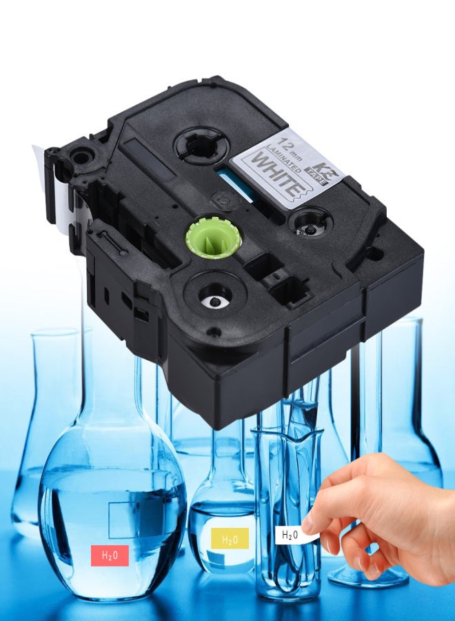 Laminated Label Tape Black on White Compatible for Brother P-touch Label Printer  PT-1010/PT-2100/PT-18R/PT-E200/PT-9500 12mm * 8m - Image 1