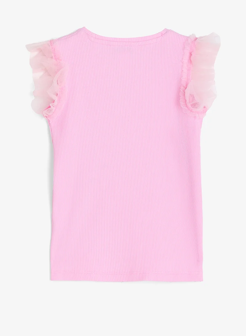 جس تيشيرت أطفال برقبة دائرية برسومات