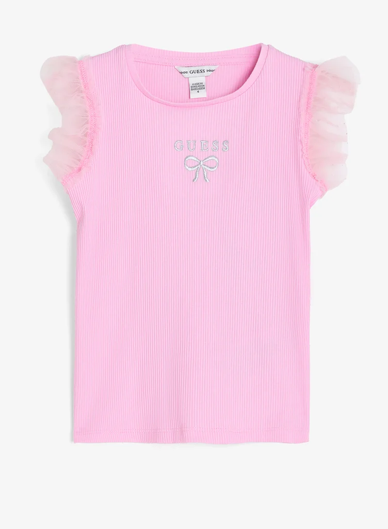 جس تيشيرت أطفال برقبة دائرية برسومات