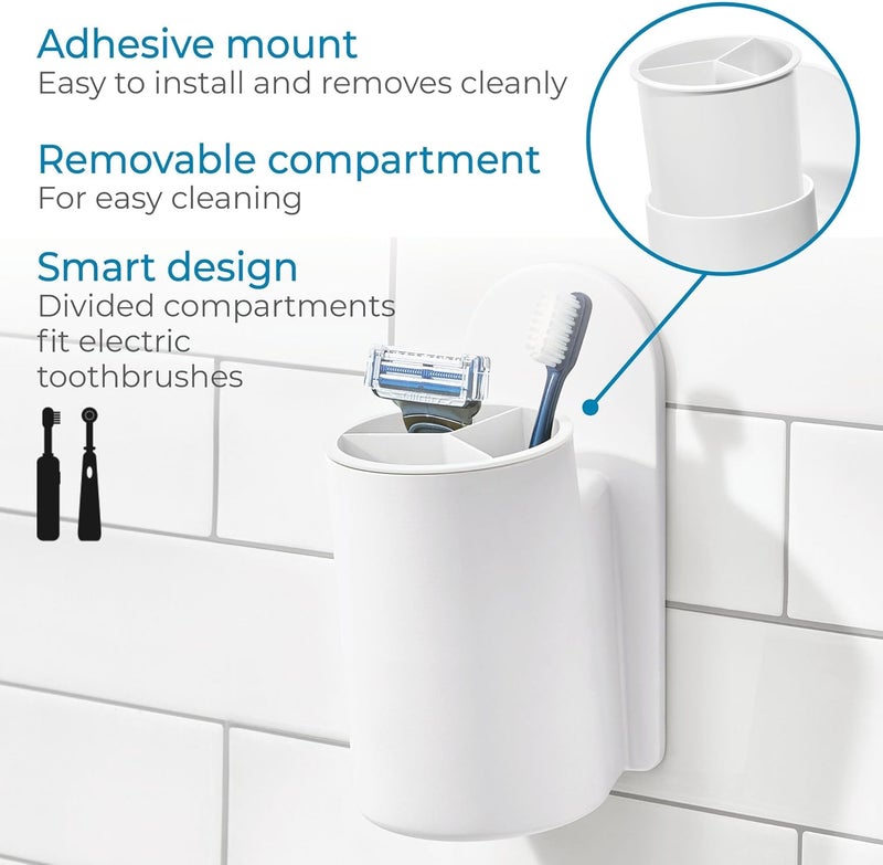 InterDesign iDesign Self-Adhesive Divided Bathroom Tumbler - White - Image 3