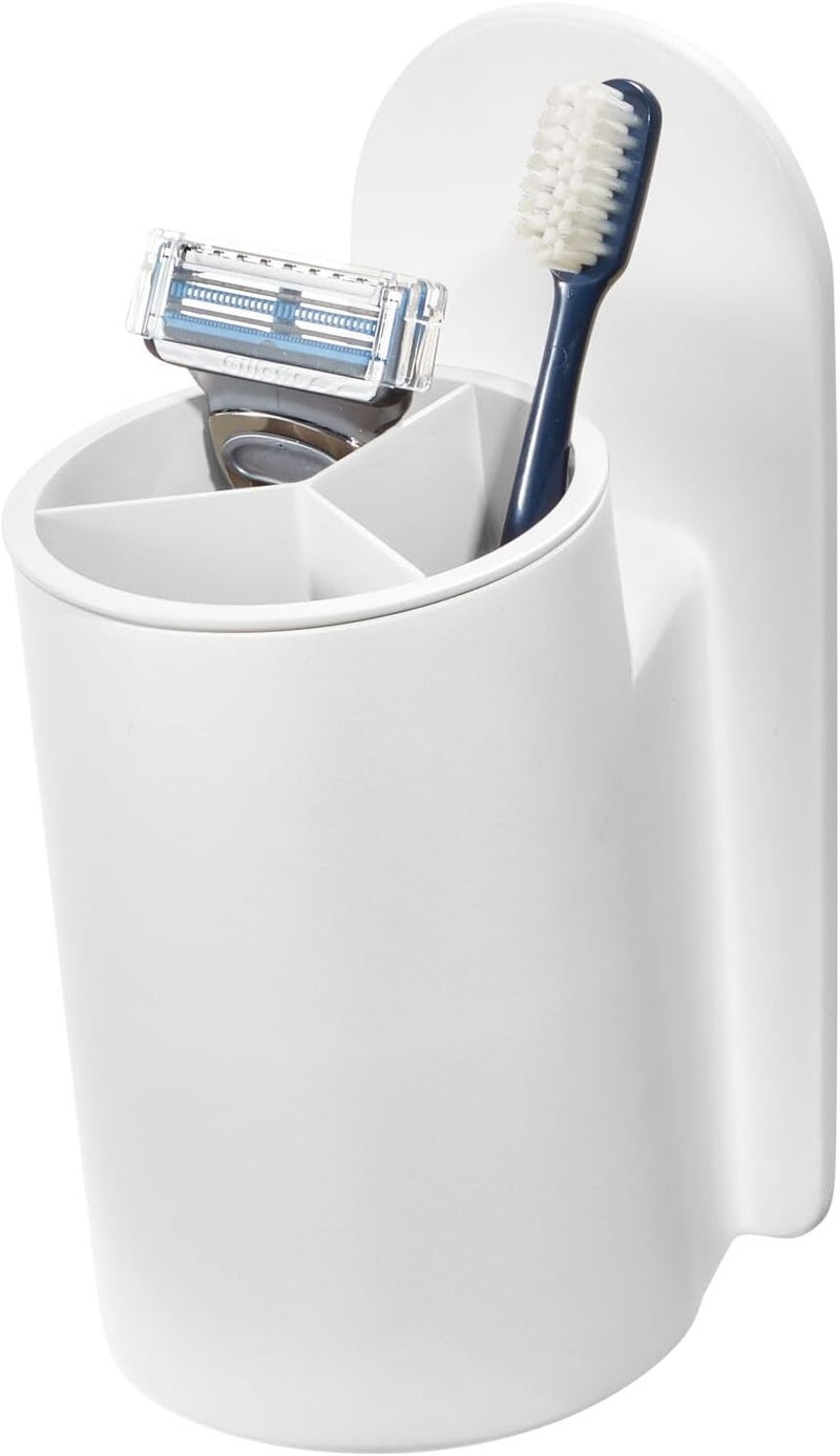 InterDesign iDesign Self-Adhesive Divided Bathroom Tumbler - White - Image 1