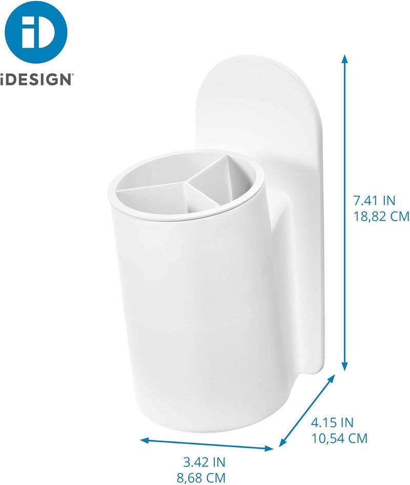 InterDesign iDesign Self-Adhesive Divided Bathroom Tumbler - White - Image 2