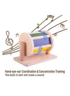 KASTWAVE Montessori Spinning Drum Toy for 6 Month Baby Infant, Infant Developmental Wooden Toy Montessori-inspired Baby Toy Educational Spinning Drum Montessori Toy for Boy Girls Christmas Birthday Gift  - Image 2
