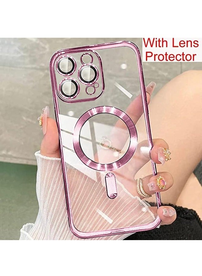 iPhone 15 Pro Case with Camera Lens Protector, Protective Case Compatible with Wireless Charging, Anti-Scratch Shockproof Protective Electroplated iPhone 15 Pro Case for Women Men - Rose Gold - Image 3