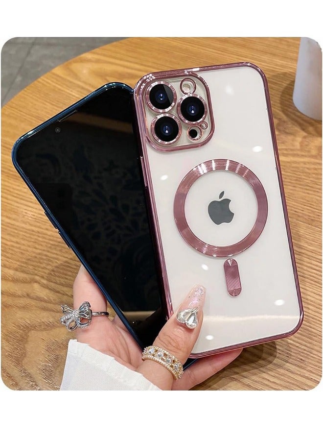iPhone 15 Pro Case with Camera Lens Protector, Protective Case Compatible with Wireless Charging, Anti-Scratch Shockproof Protective Electroplated iPhone 15 Pro Case for Women Men - Rose Gold - Image 4