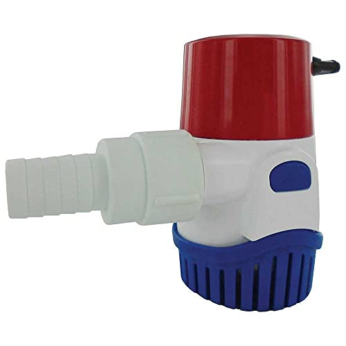 Rule 12V Automatic Bilge Pump Fully Submersible 800GPH Output Easy Clean Strainer Low Power Use Check Valve Thermal CutOff Ideal for Boats 107mm x 64mm x 74mm