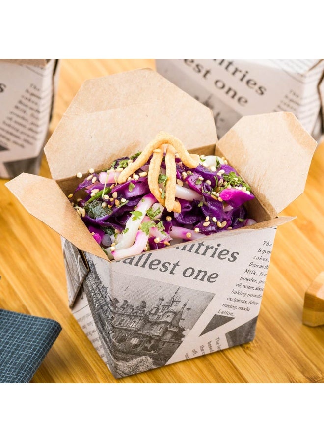 Restaurantware 8 Ounce Noodle Take Out Boxes, 200 Disposable Food To Go Boxes - Tab-Lock, Stackable, Newsprint Paper Take Home Boxes, Greaseproof, For Restaurants, Catering, And Parties  - Image 3