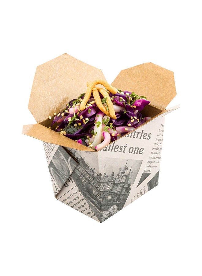 Restaurantware 8 Ounce Noodle Take Out Boxes, 200 Disposable Food To Go Boxes - Tab-Lock, Stackable, Newsprint Paper Take Home Boxes, Greaseproof, For Restaurants, Catering, And Parties  - Image 5