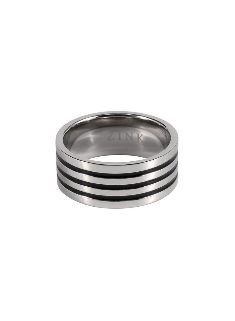 ZINK Men's Silver & Black Stainless Steel/Tungsten Ring | ZJRG003SPB - Image 2