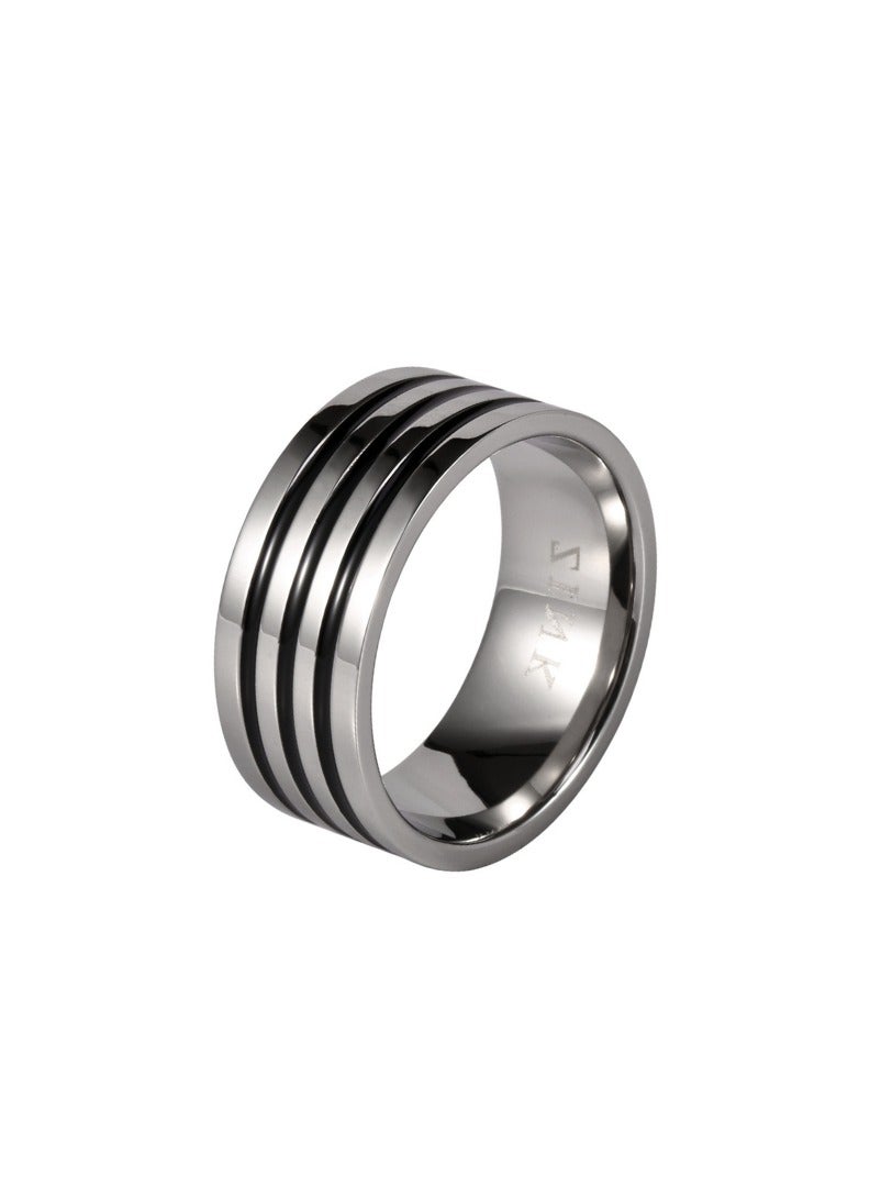 ZINK Men's Silver & Black Stainless Steel/Tungsten Ring | ZJRG003SPB - Image 1