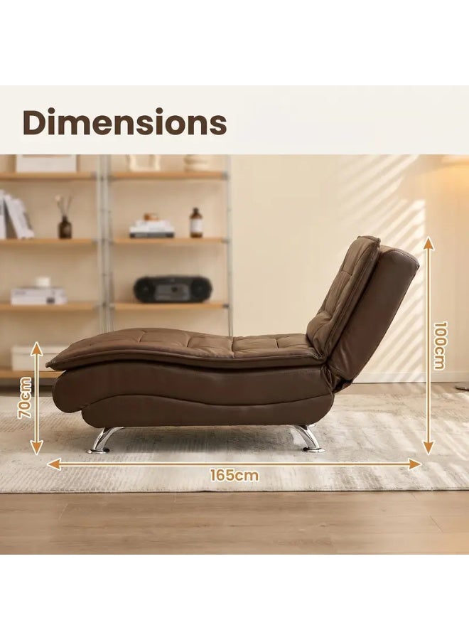 Ergonomic Faux Leather Chaise Lounge Chair, Reclining Sofa with Lumbar Support for Living Room & Bedroom - Image 4
