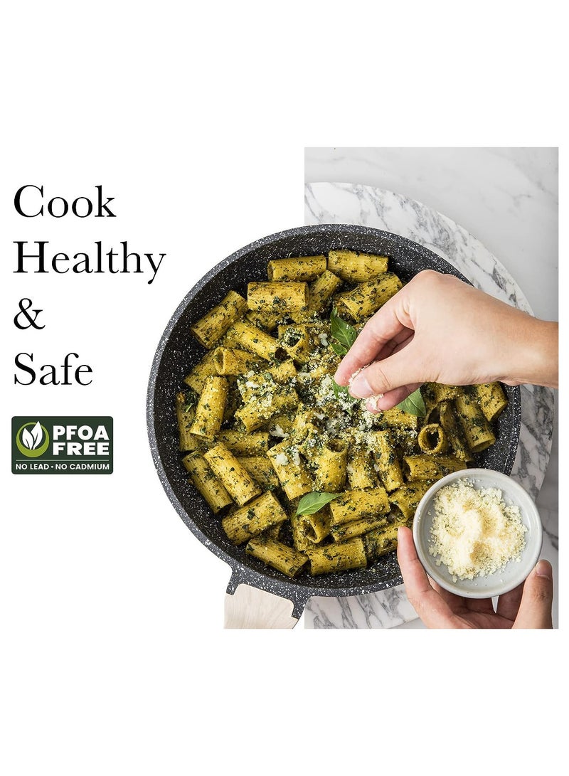 سنسارتي عجينة مانعة للالتصاق ، مقلاة سويسرية بطلاء الجرانيت ، مقلاة صحية من الحجر ، مقلاة الشيف ، خالية من مادة PFOA ، قطرها 26 سم - Image 4