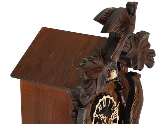 Kintrot Cuckoo Clock, Traditional Black Forest Handcrafted Wooden Quartz Clock for Wall Antique Decroration with Maple Leaf Pendulum, 12 Melodies, Night Sensor and Singing Bird - Image 5