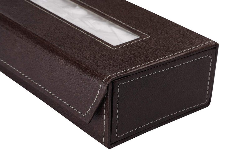 PEFKO PFK083 Pu Leather Car Tissue Box/Napkin Box Holder/Car Tissue Paper Holder with 2 Ply 100 Pull Tissue Paper Compatible with All Cars (Brown) - Image 2