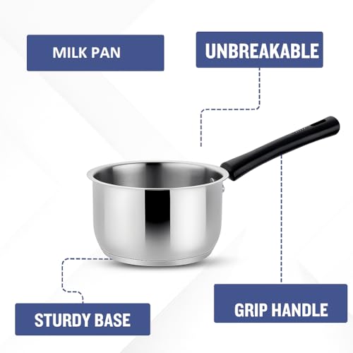 Alark Small Stainless Steel Mini Soup Pot with Wooden Handle Breakfast Pot Pour Spout and 300ML Making Sauces Reheating Soup Heating Butter Tea Milk Warmer Mini Pan Enamel Ghee Small Warmers Saucepan - Image 3