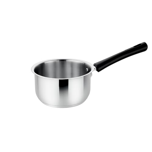 Alark Small Stainless Steel Mini Soup Pot with Wooden Handle Breakfast Pot Pour Spout and 300ML Making Sauces Reheating Soup Heating Butter Tea Milk Warmer Mini Pan Enamel Ghee Small Warmers Saucepan - Image 1