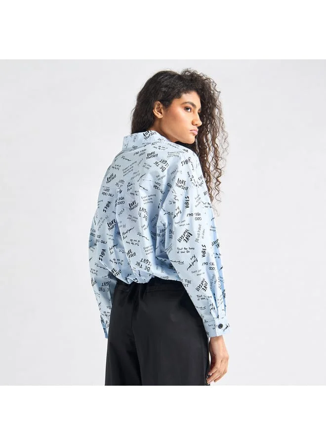 Splash FAV Printed Shirt with Collar and Long Sleeves