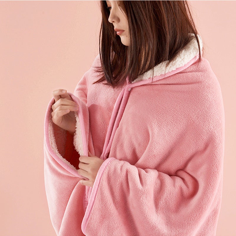 Double-Layer Shawl Blanket, Thickened Cape-Style Shawl Blanket, Single-Layer Enlarged Waist And Shoulder Protection Cape Blanket, Warm Blanket - Image 2
