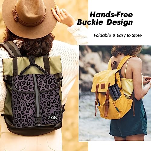 VLM Lunch Bags for Women,Leakproof Insulated Floral Lunch Box with Adjustable Shoulder Strap Reusable Zipper Cooler Tote Bag for Work,Picnic,Camping Leopard-Purple - Image 4