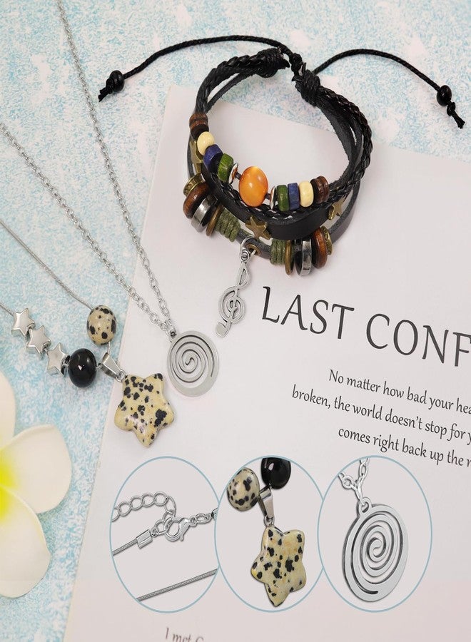 RechicGu Multilayer Y2k Star Necklace Fairy Grunge Bracelets Set Handmade Fairycore Grunge Jewelry Gothic Swirl Star Necklace Punk Rock Roll Music Guitar Grunge Accessories for Women Men Swirl - Image 3